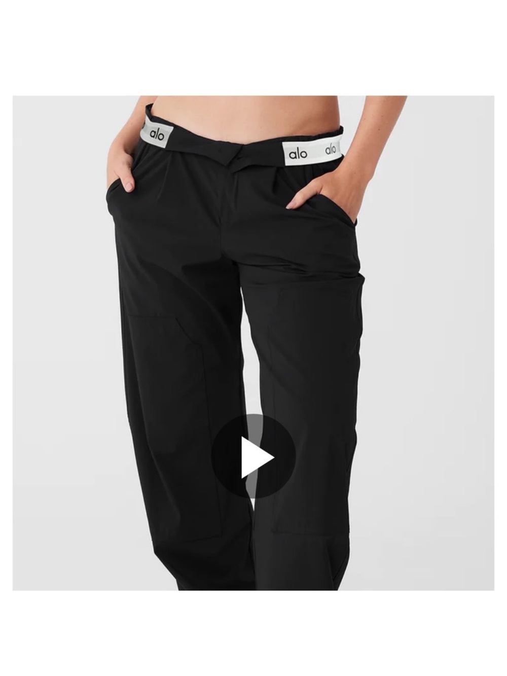 ALO Yoga Black Track Pants with White Logo Waistband